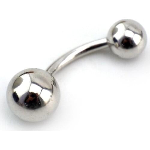 925 Sterling Silver Balls Body Piercing Belly Bar SINGLE Navel Ring Women Jewelry A1801