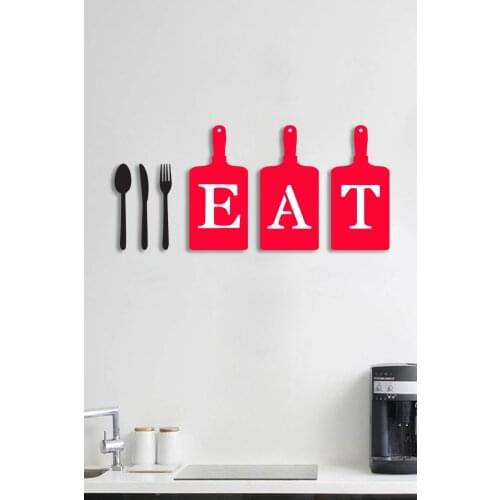 B.I.W EAT RED 3MM MDF WOOD LASER CUT WALL DECOR