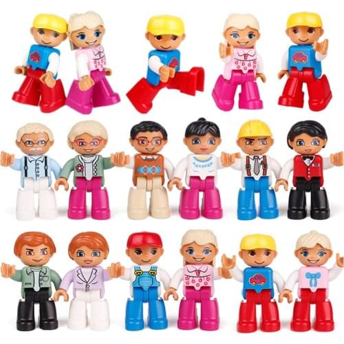 Big Building Blocks Compatible Large Figures Bricks Kids Dolls Doctor Family People Series Children Assembly Play House Toys