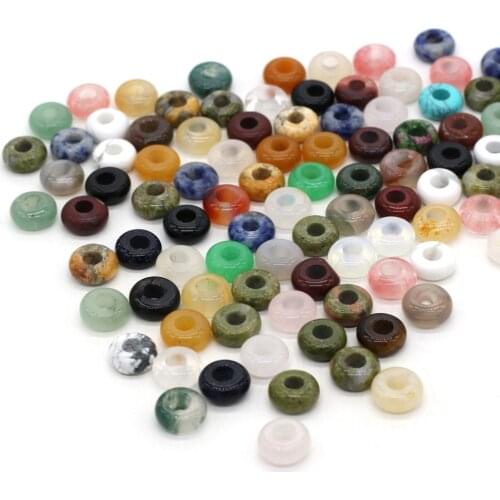 Wholesale 10Pcs Natural Stone Agates Quartz Big Hole Beads for Jewelry Making DIY Necklace Bracelet Anklet Accessories Women Men