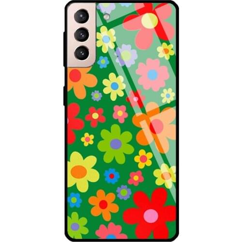 Bloom flower Tempered Glass Phone Case For Samsung Galaxy S20 FE S21 Ultra Note20 S8 S9 10 Plus Note10