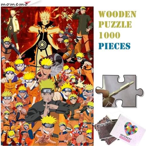 Uzumaki Naruto Collection 1000 Pieces Wooden Jigsaw Puzzle Cartoon Anime Adults DIY Assembly Wooden Puzzles Toys Children Gifts