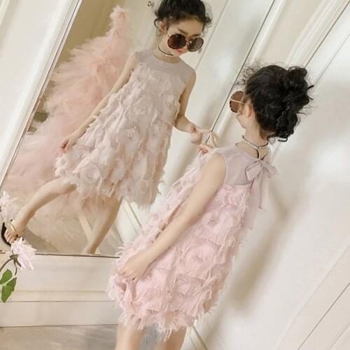 Kids Dresses for Girls Elegant Feather Tassels Girls Wedding Party Dress Girls Princess Dresses Clothing 3-12Y