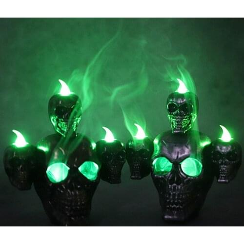 Halloween new product smoke horror skull head lamp pumpkin lamp LED electronic candle light haunted house decoration props