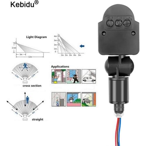 Kebidu AC 12V 85V-220V Automatic Infrared Motion Sensor Light Switch for LED Light Outdoor PIR Motion Sensor Switch