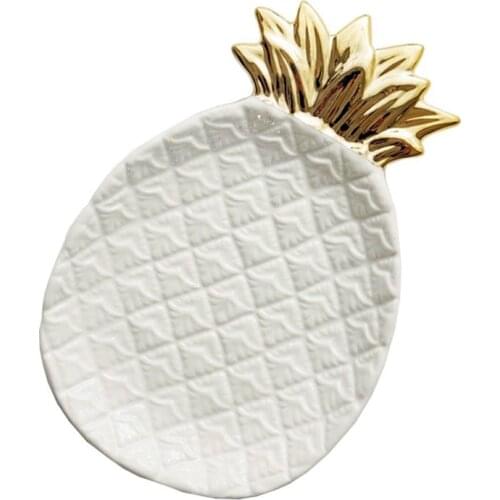 Pineapple Ceramic Storage Tray Pineapple Jewelry Pallet Food Pallet Dry Fruit Plate Home Decoration Plate white