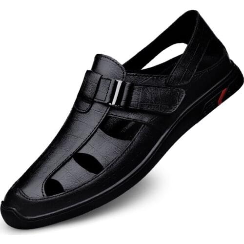 Classic Men Genuine Leather Sandals Soft Comfortable Summer Shoes For Men Casual Business Men Sandals Official Men Casual Shoes