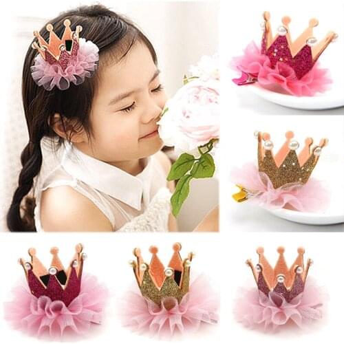 2020 New Child Girls Princess Crown Headdress Hair Clip Tiaras Headwear Birthday Party Hair Accessories