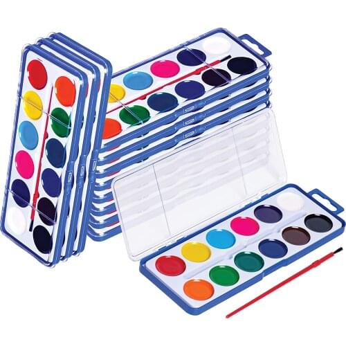 12 Colors(6-24 Sets) Watercolor Paint Set Washable Paints For Kids Adults Students Drawing Coloring Painting,Include Paintbrush