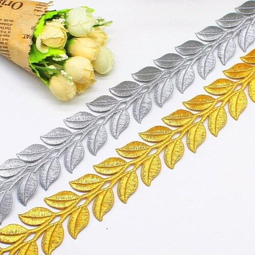 Iron On Gold Embroidered Lace Cosplay Costume Braid Appliqued Lace Ribbons 3.8cm Wide