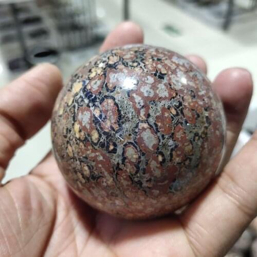 Healing gemstones carved balls natural leopard skin jasper stone sphere ball for home decoration gifts chakra set