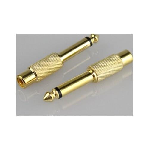 2015 Hot 10pcs 6.35mm 1/4" Male Mono Plug To RCA Female Jack Audio Adapter Connector