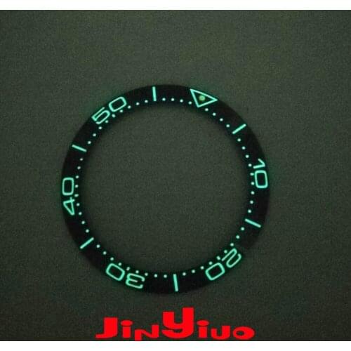 38mm Black/Blue Watch Bezel Ring Insert With Luminous Dot Fit 40mm Automatic Men Watch