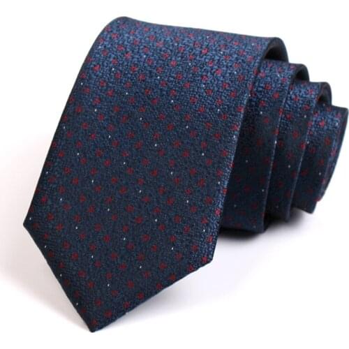 Men‘s 7CM Navy Blue Tie New Design High Quality Gentleman Fashion Formal Tie For Men Business Suit Work Necktie With Gift Box