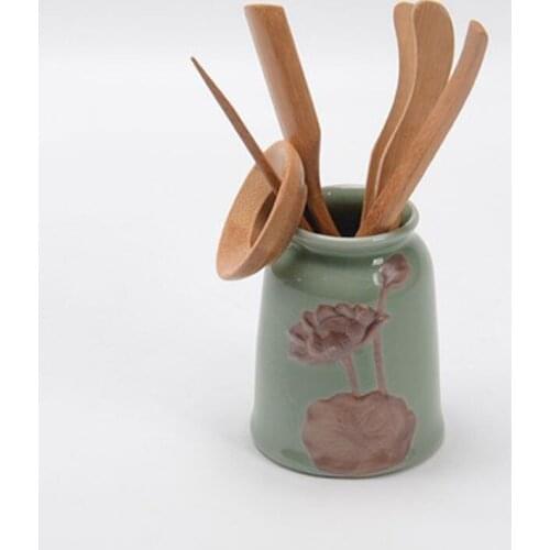 Chinese Bamboo Ceramics Tea Tools Set Teapot Spoon Clip needle Vintage Handmade Kung Fu Gongfu Tea Sets Accessories