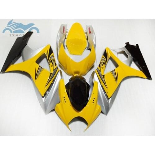 Cheap motorcycle Fairing set for SUZUKI 2007 2008 GSX R1000 K7 racing sport fairings kit 07 08 GSXR 1000 yellow silver bodywork