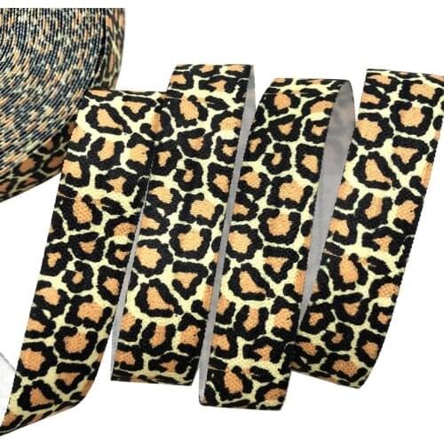 New Ribbon 10Y 16mm Leopard Patterns Printed Fold Over Elastic FOE Webbing Diy Sewing Hair Band Tie Packaging Accessory