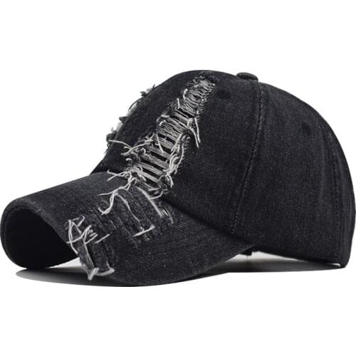 Wholesale Ripped cap trendy fashion washed cotton ripped cowboy baseball cap simple light board hat