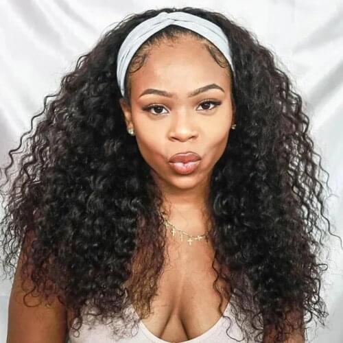 BLG Curly Human Hair Wigs Machine Made Headband Human Hair Wigs Brazilian Remy Hair Wig Glueless For Black Women