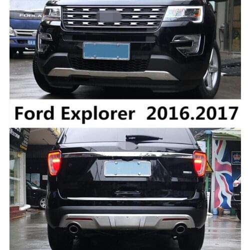 For Ford Explorer 2016.2017 2.3 Front + Rear Bumper Diffuser Stainless steel Bumpers Guard skid plate car accessories
