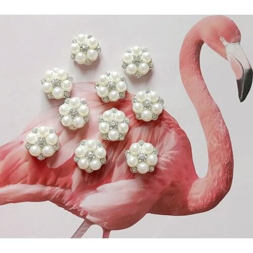 10pcs/lot silver alloy buttons flat back rhinestone embellishment buttons crafts