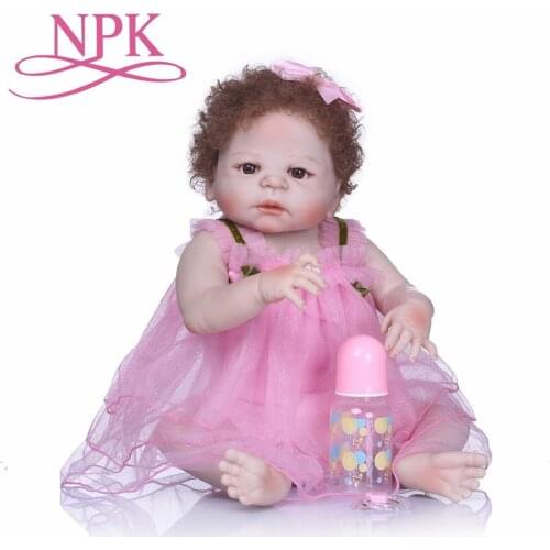 NPK Lifelike Silicone Reborn Baby Menina Alive Newborn Bebe Dolls Full Vinyl body with New Curly Hair Truly Kids Playmates Toys