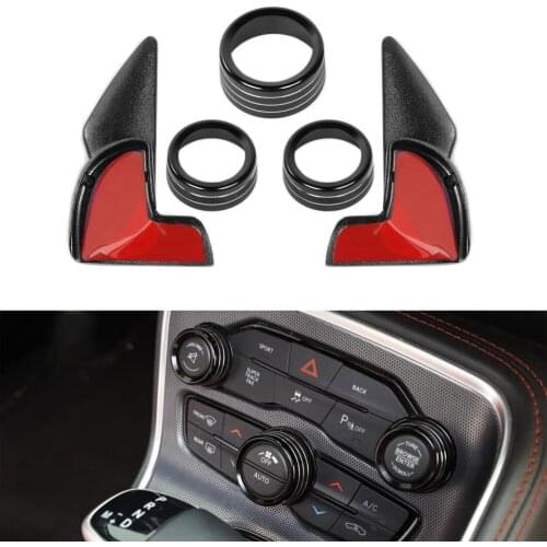 For Dodge Challenger 2015 Up Car Steering Wheel Shift Paddle Trim Air Conditioner Volume Switch Knob Ring Styling New Molding