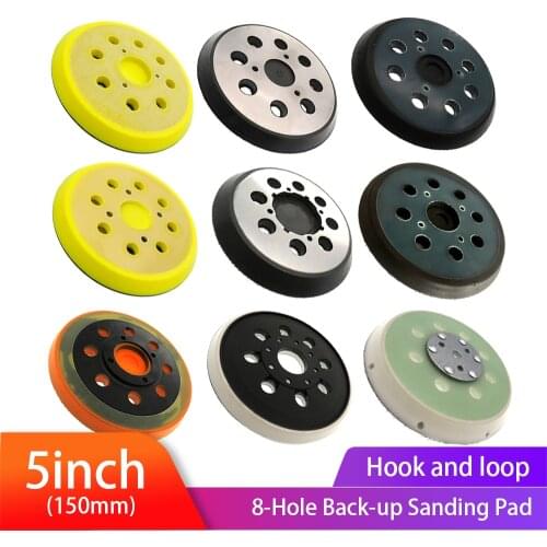 5 inch 125mm 8 Holes 3/4 Nails Back-up Sanding Pad Hook&Loop Velcro Plate Pad for fit Air Sander Orbital Sander Polisher Tools