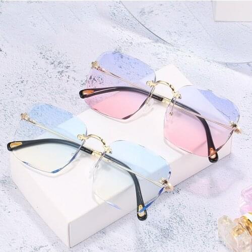 Luxury Rimless Shades Sunglasses For Women Female Vintage Oversized Eyewear Men Sun Glasses Retro Lunettes Oculos Gafas CM305
