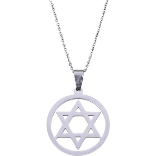 Trendy Hexagram Pendant Necklace Magen David Silver Color Islam Arab Jewish Star Chain Jewelry