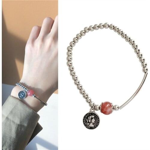 Vintage Portrait Coin Metal Bead Chain Bracelet Bangle Punk Wrist Jewelry Bracelets for Women Girls Gift 2021 Trend New Arrival