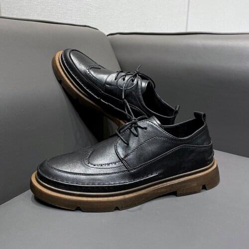 Yomior Vintage New Tooling Men Casual Shoes Formal Dress Leather Shoes Luxury British Work Business Wedding Loafers Brogue Shoes