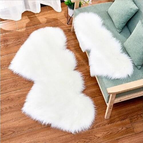 Shaggy Carpet Wool Faux Mats Artificial Sheepskin Hairy Mat Double Heart Rugs NO Lint Carpet For Living Room