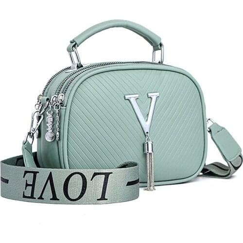 Women Handbag 2021 New Fashion Casual Chain Messenger Bag Simple Tassel Shoulder Bag V Quilted Double-layer Zipper Crossbody Bag