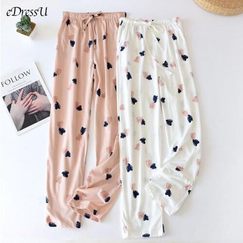 Pajama Pants Women Casual Long Pajama Trousers Cotton Loose Print Bottoms Muslim Pajamas Wear MZXP-1
