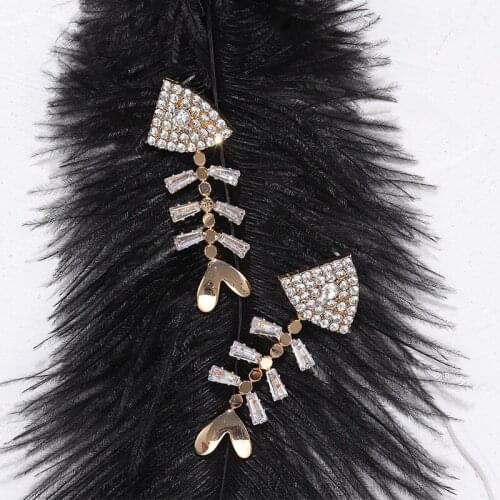 Fishbone Zircon Exaggerated S925 Needles Earrings Female Smart Temperaments fully-jewelled Light Luxury Earrings for women