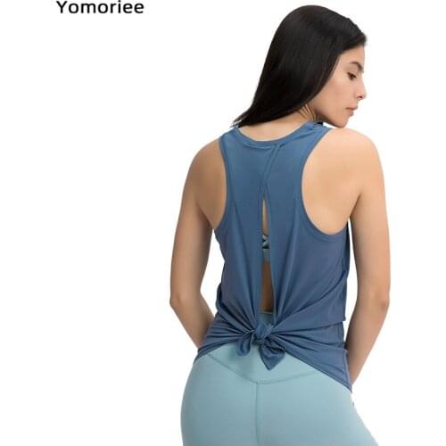 2021 Spring Summer Workout Naked Feeling Vest Womens Bow Back Loose Breathable Running Sports Top Blouse Gym Athletic Shirts
