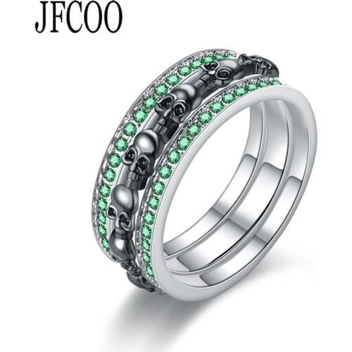 Skull Ring Women Punk Style Charm Black Round Cubic Zirconia Rings For Party Jewelry Dropshipping