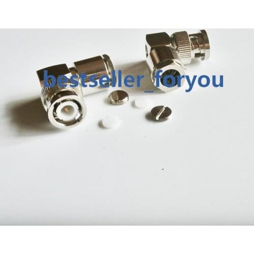 1Pcs BNC male right angle clamp RG5 RG6 5D-FB LMR300 Cable RF Coax Connector