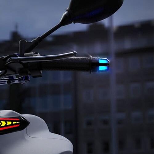 2 Pcs Motorcycle Handlebar Grip Bar End Plugs with LED Lights Expanding Locking Caps Durable Motorbike Riding Repair Modificatio