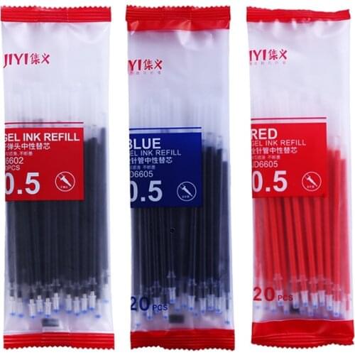 20pcs/set Gel Pen Refill Office Signature Rods Red Blue Black Ink School Writing Supplies Student Stationery Handles 0.5mm