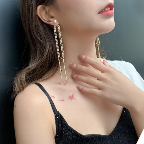 2021 New Korean Fashion Tassels Earrings For Women Luxurious Gold Drop Earrings Shiny Crystal Wedding Long Earings Jewelry Gifts