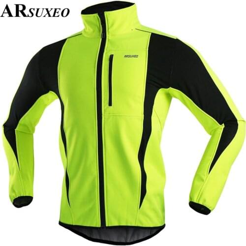 ARSUXEO Thermal Cycling Jacket Winter Warm Up Road Bicycle Clothing Windproof Waterproof Soft shell Coat MTB Riding Bike Jersey