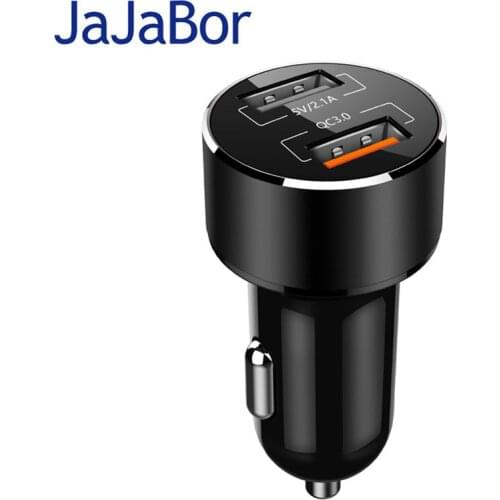 JaJaBor USB Car Charger With Blue LED Light QC3.0 3.1A Quick Charge Dual USB Car Phone Charger Adapter for Mobile Phone Tablet