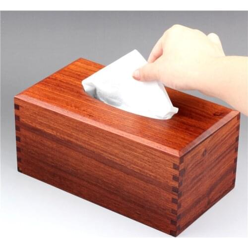 Burma Flower Pear Wood Tenon Paper Towel Box Solid Wood Living Room Vietnamese Red Wood Classical Plain Face Drawing Paper Box