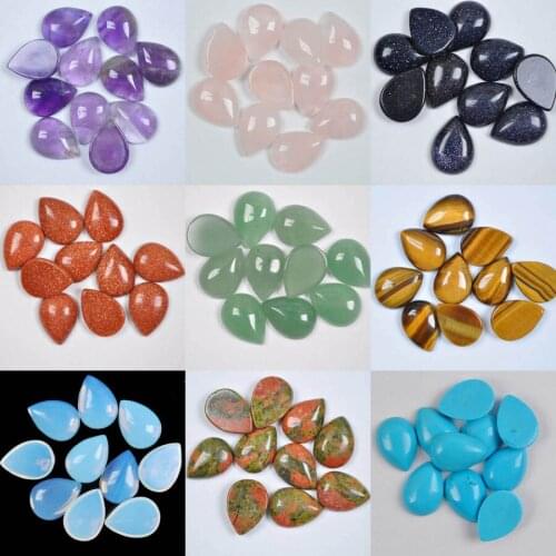 18x13MM Crystal/Quartz/Sandstone/Green Aventurine/Tigereye/Opal/Carnelian Stone Bead Teardrop CAB Jewelry Making (10 pcs/lot)