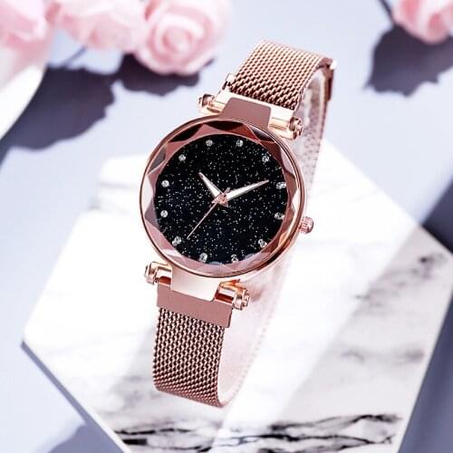 Fashion Starry Stat Watches for Women Luxury Ladies Quartz Magnet Buckle Watch Ladies Rhinestone Wristwatches Clock Reloj Mujer