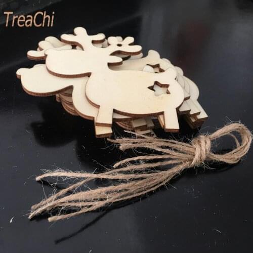 Wooden Reindeer Pendant Christmas Tree Ornaments Home Dty Graffiti Christmas Decoration Ornaments 10Pcs/lot
