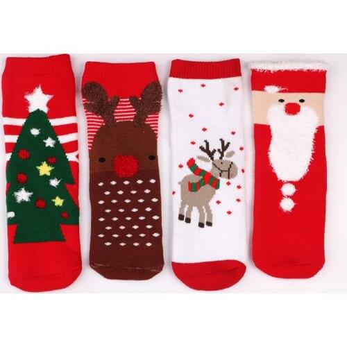 New Autumn winter new year Santa Claus Christmas Snow Elk Gift Towel socks long kid sock Snowman cotton children socks