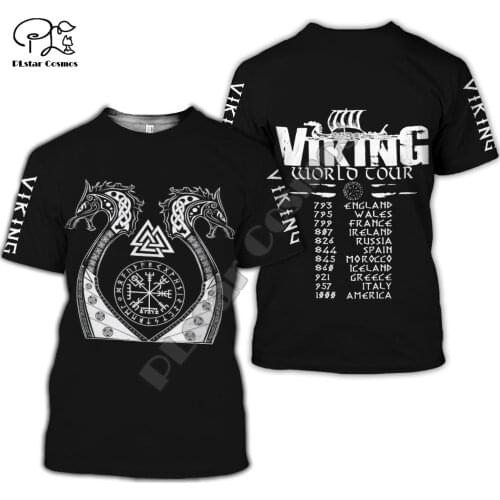 PLstar Cosmos Viking Warriors Vikings Tattoo Symbol Harajuku NewFashion 3DPrint Unisex Short Sleeves T-shirts Men/Women funny s4